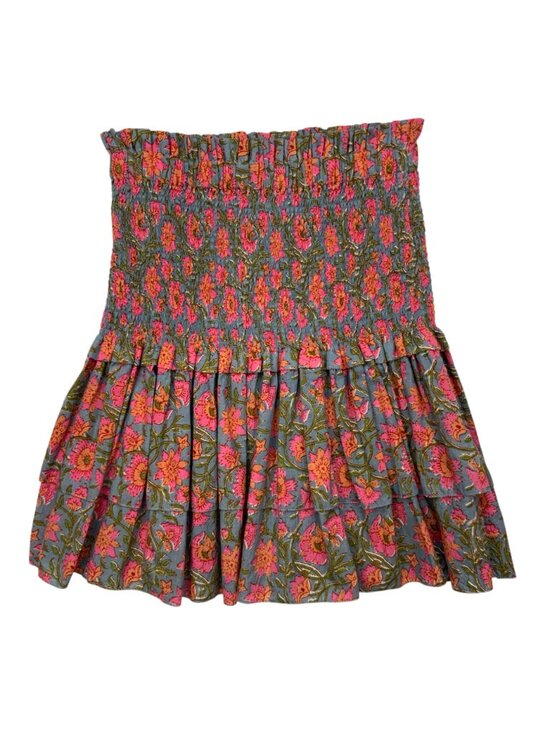 Charina Sarte Botanica Skirt S Blue Pink Floral Ruffle - Picture 9 of 9